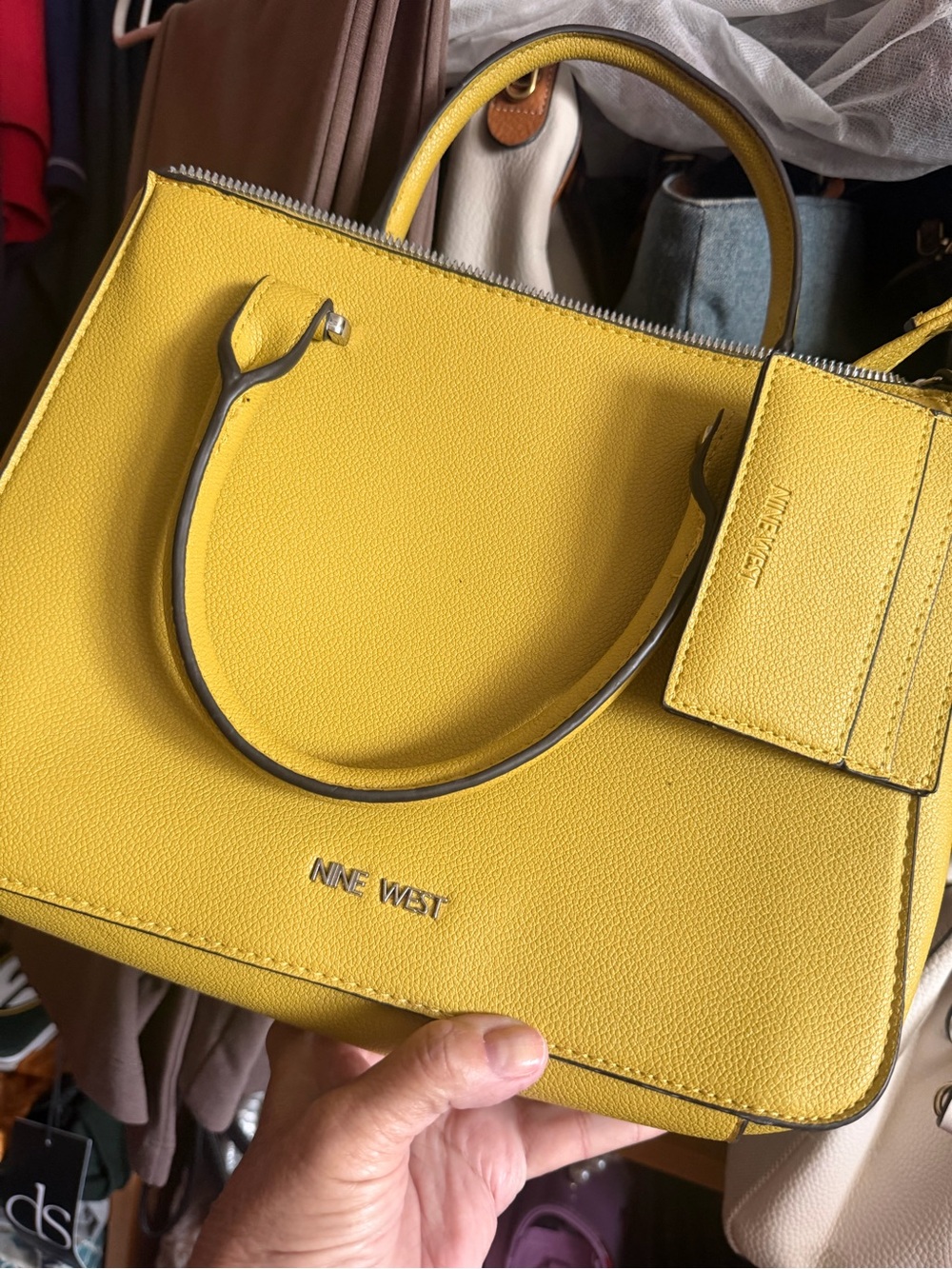 Nine West Yellow Pebbled Satchel Bag